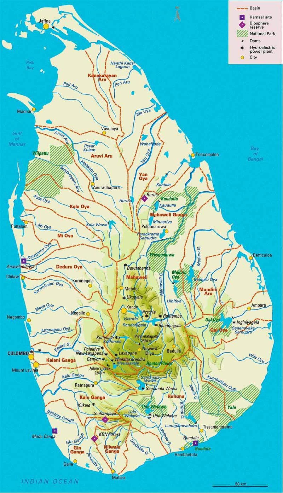 karta Šri Lanka geografija