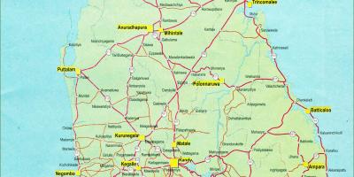 Karta Šri Lanke na karti i udaljenosti