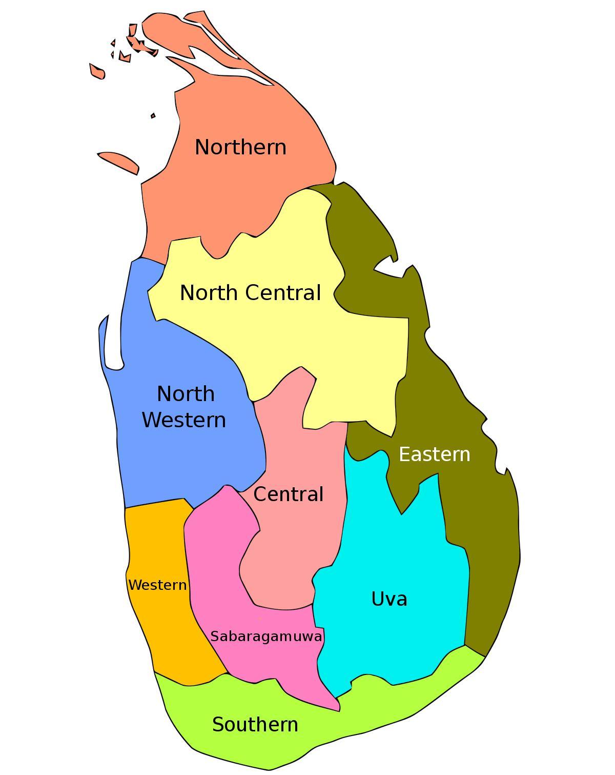 Pokrajina Šri Lanke na karti