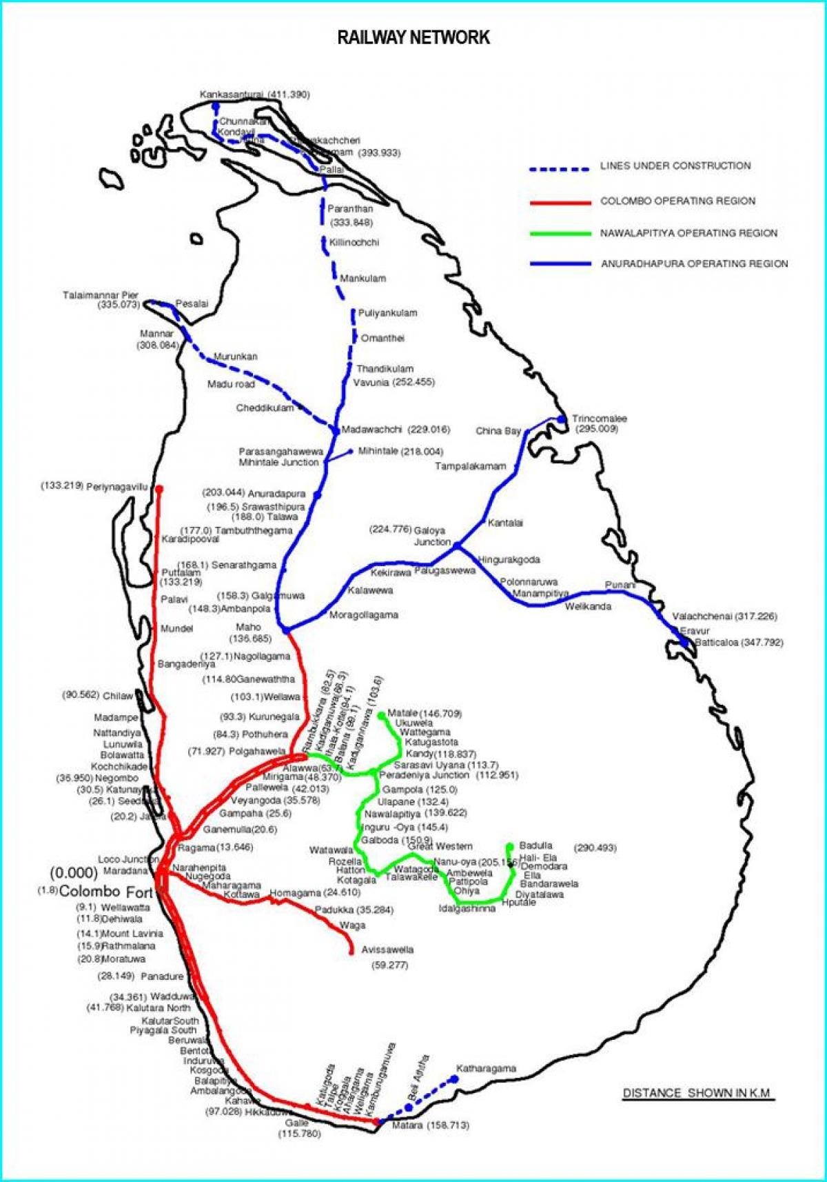 željeznički put kartici Šri Lanke