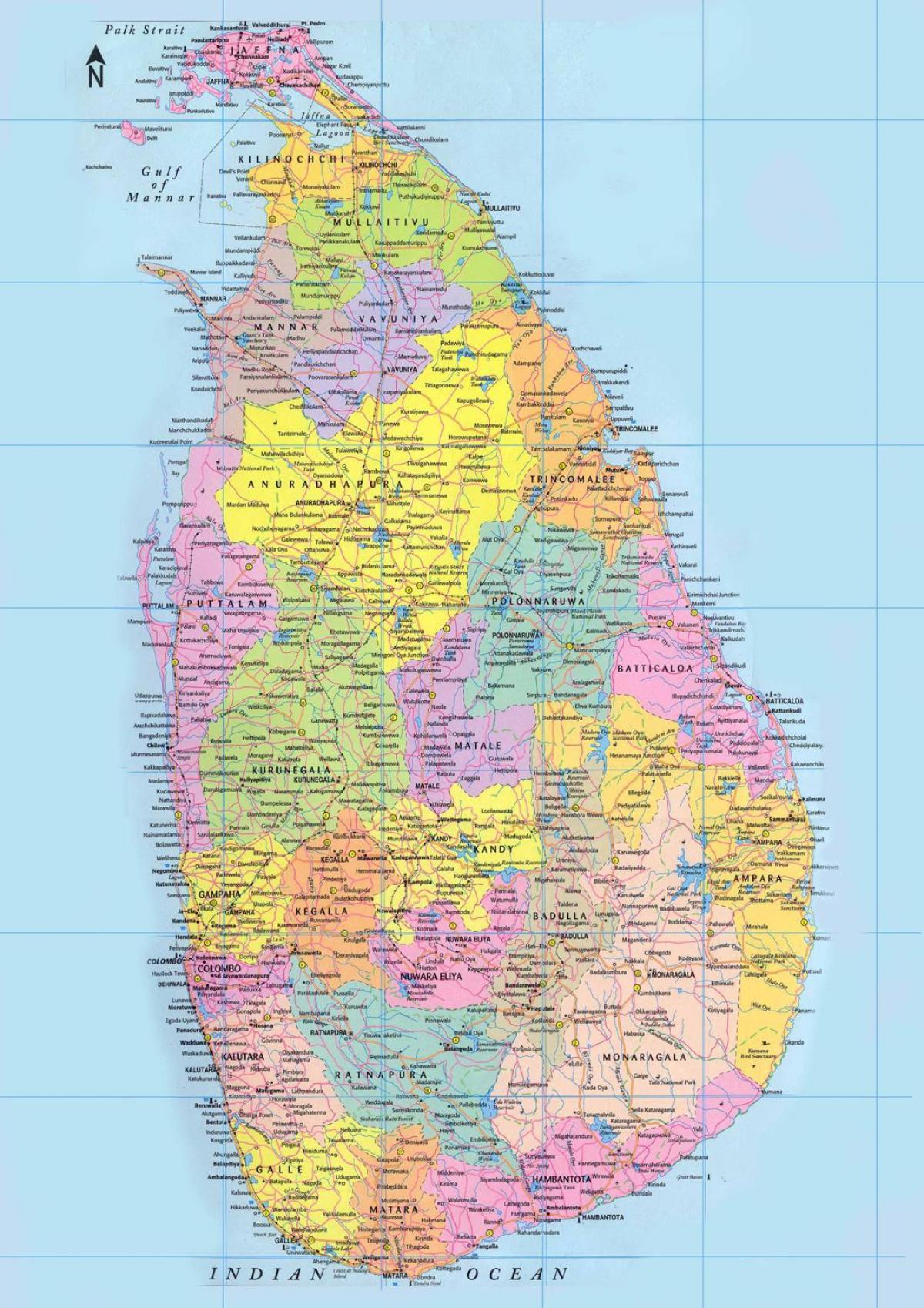 Šri Lanka putokaz udaljenost km