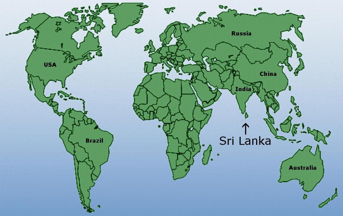 karta svijeta, pokazuje Šri Lanka