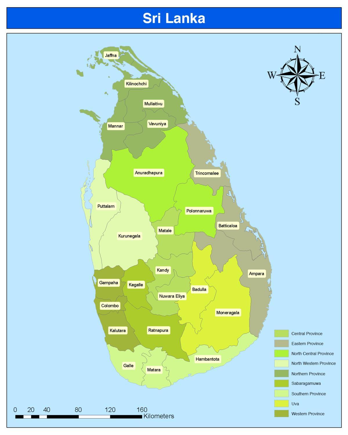 područje u Šri Lanki karti