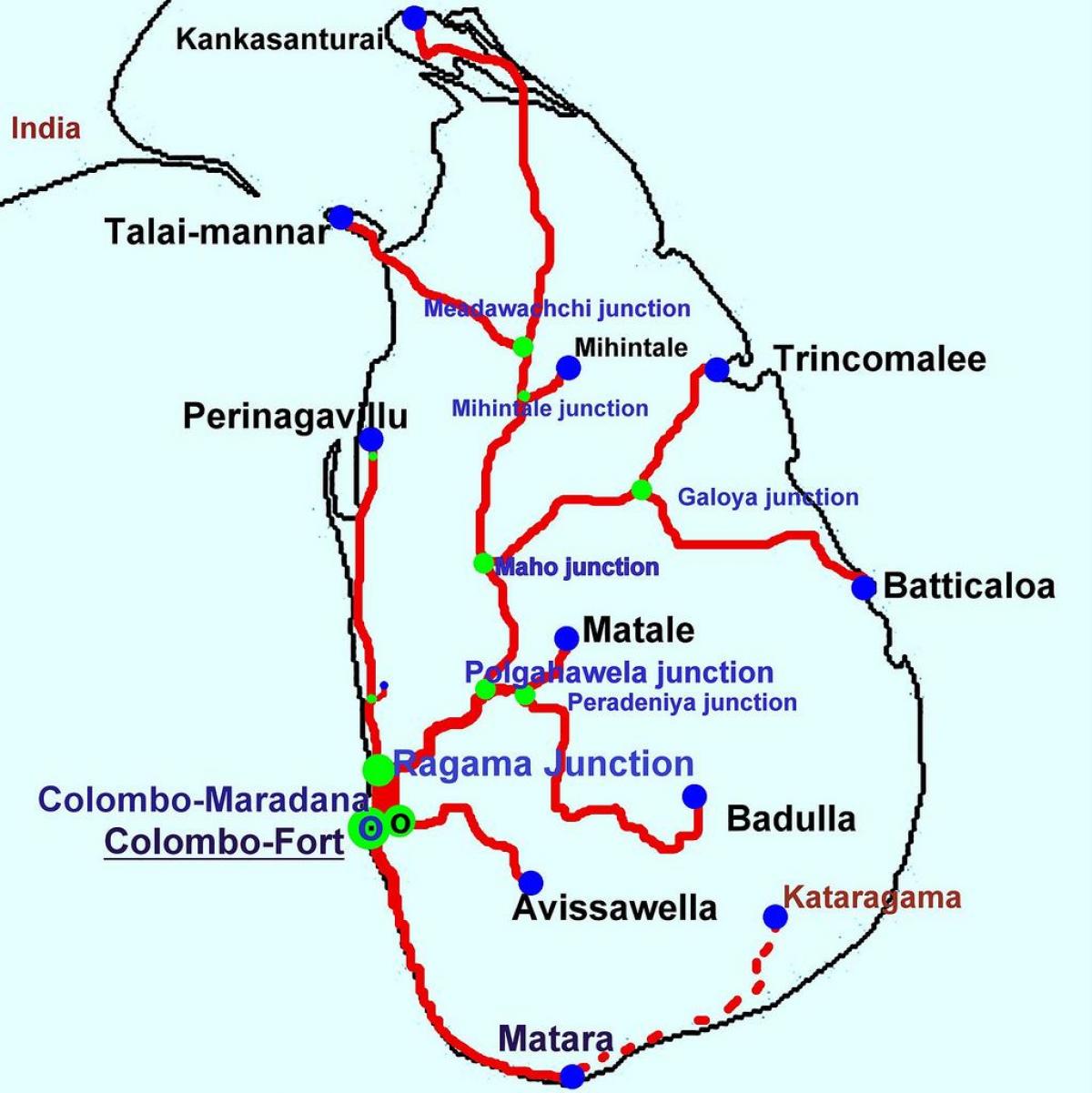 vlak u Šri Lanki karti