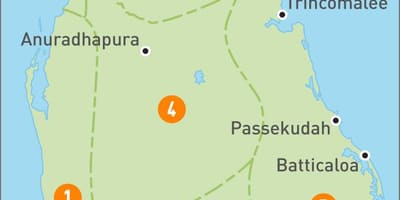 Karta Šri Lanke regije