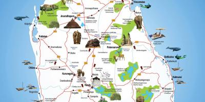 Turističkih mjesta na Šri Lanki karti