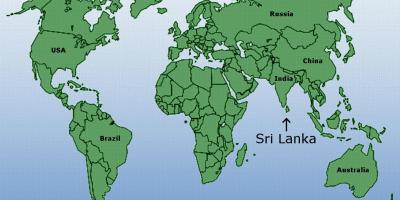 Karta svijeta, pokazuje Šri Lanka